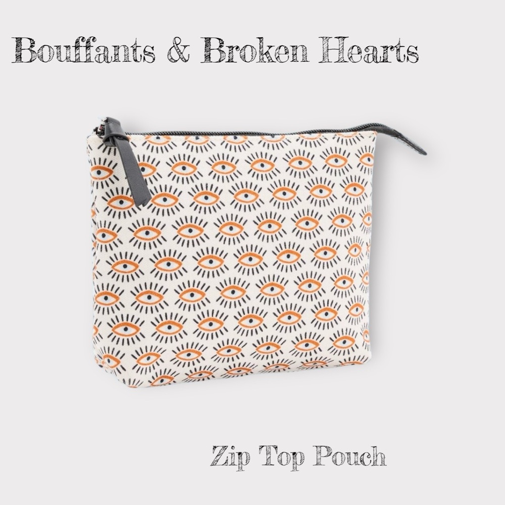 Brand New.- Bouffants & Broken Hearts Top Zip Pouch